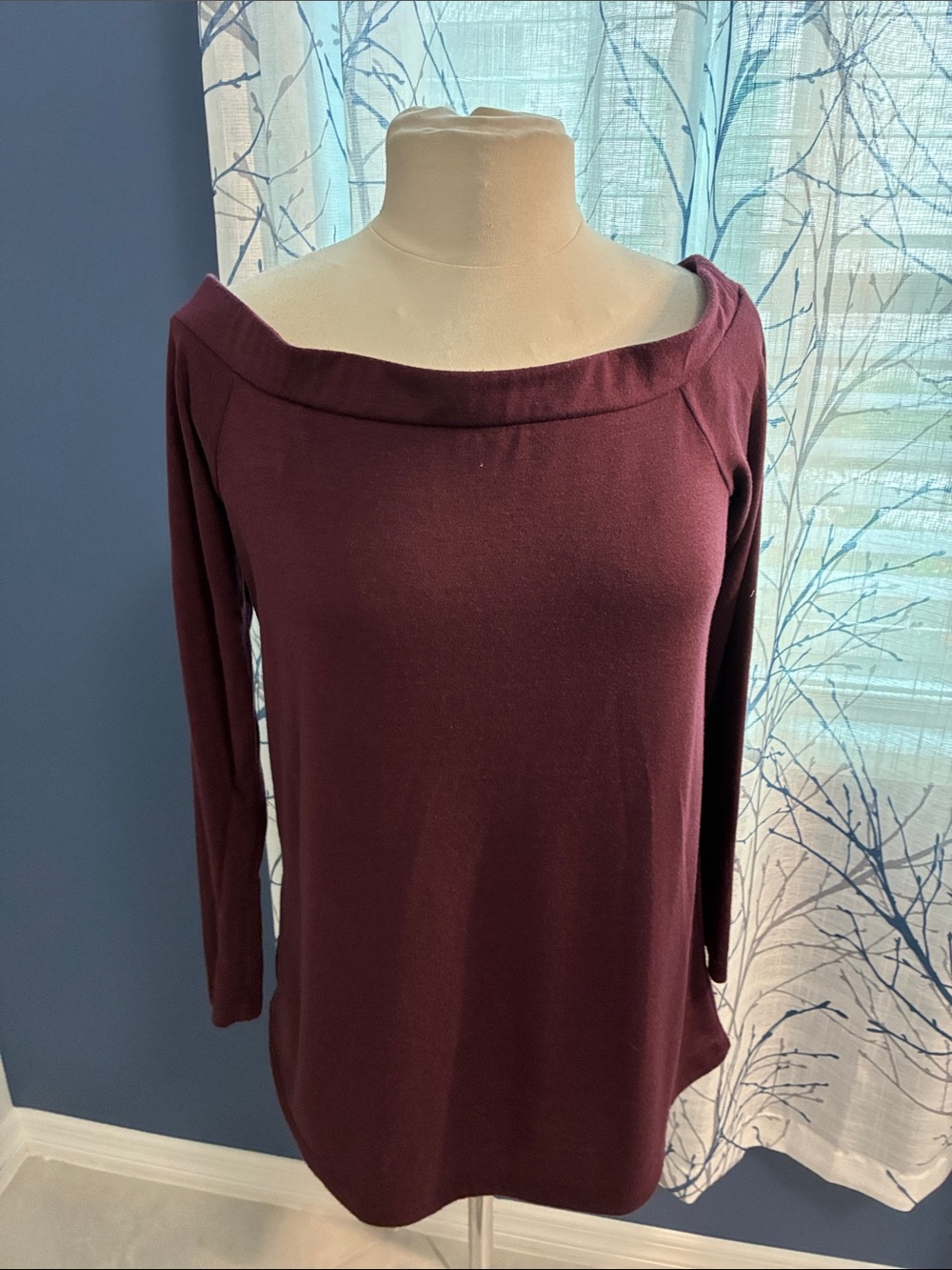 LOFT Off-Shoulder Long Sleeve Top - Burgundy